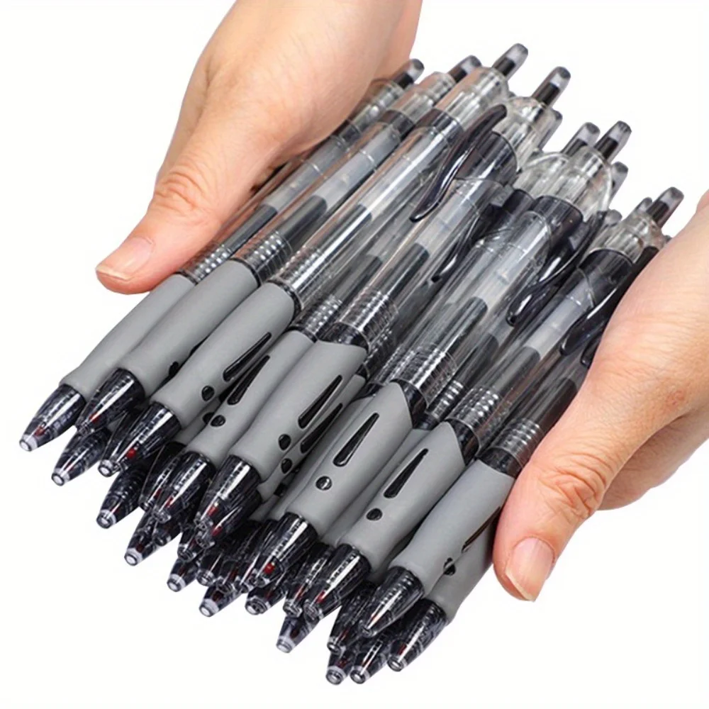 30Pcs Click Gel Pen 0.5mm Black Ink, Smooth Writing Pens for Office School Exam, Refillable Carbon Ink Pens Quick Dry Stationery