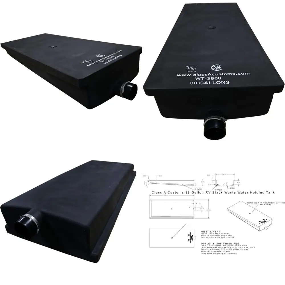 Serbatoio di scarico dell'acqua nero per camper di grande capacità da 38 galloni - WT-3800 per camper di classe A