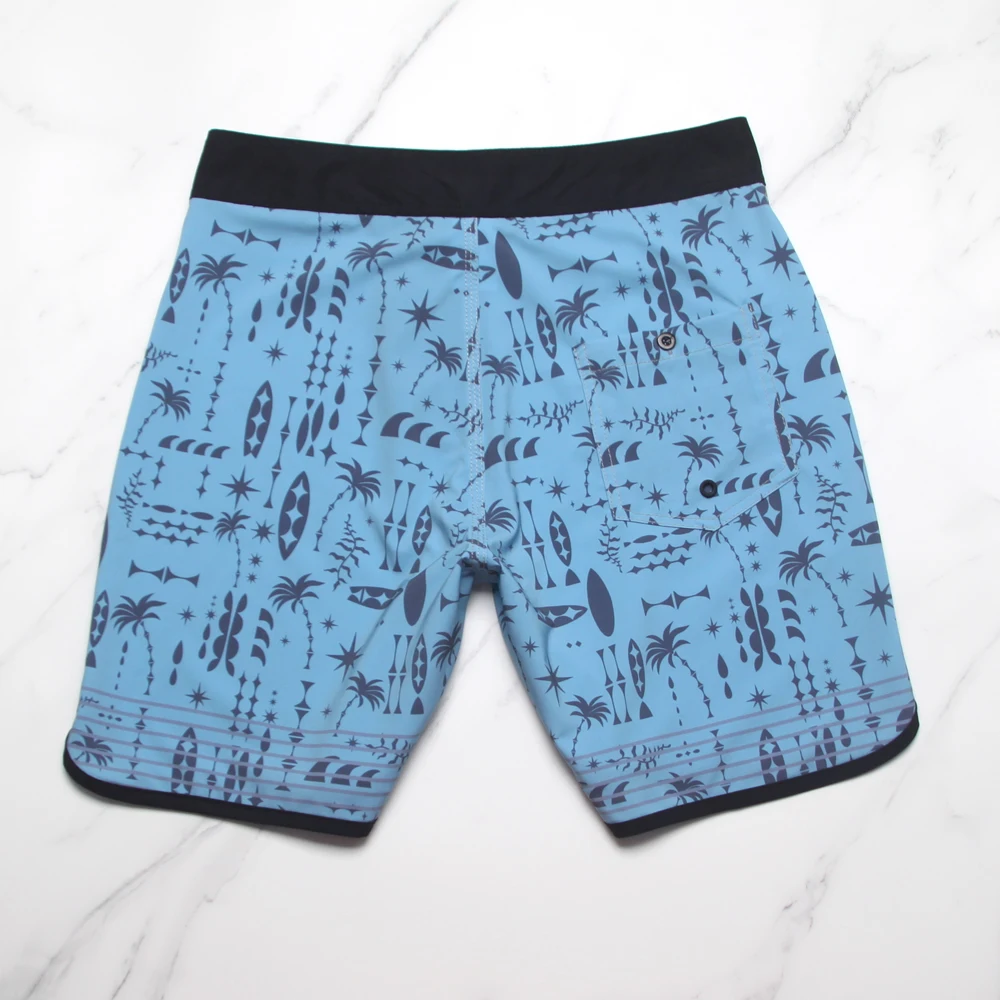 Blue Color Fashion Printed Boardshorts Men's Surf Swim Trunks Stretch Quick-dry Waterproof Thin Beach Shorts Bermuda Swimwear