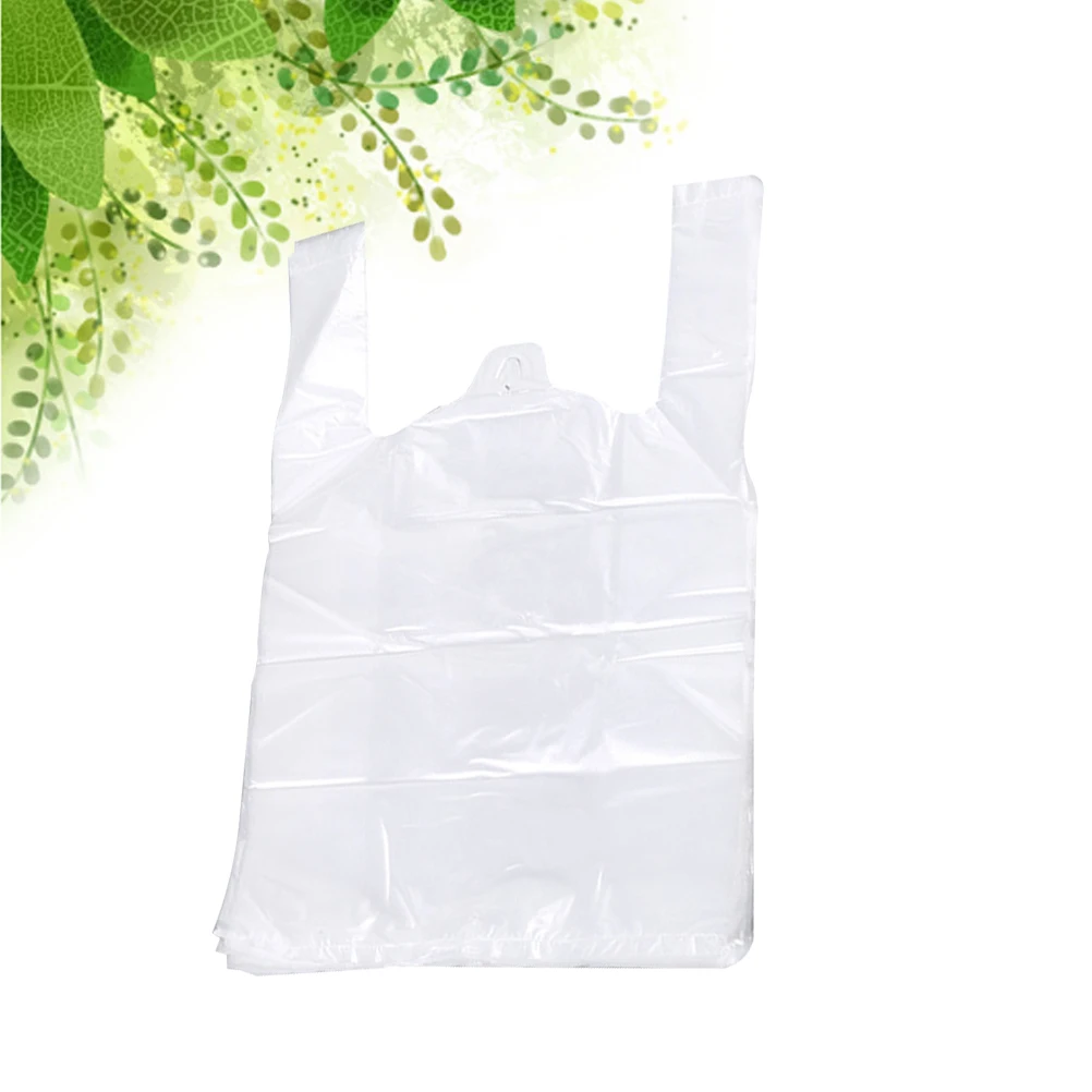 

50pcs Thicken Transparent Food Bags Environmentally Friendly Plastic Bags Carry-Out T-Shirt Bags Shopping Bags Handled Bags for
