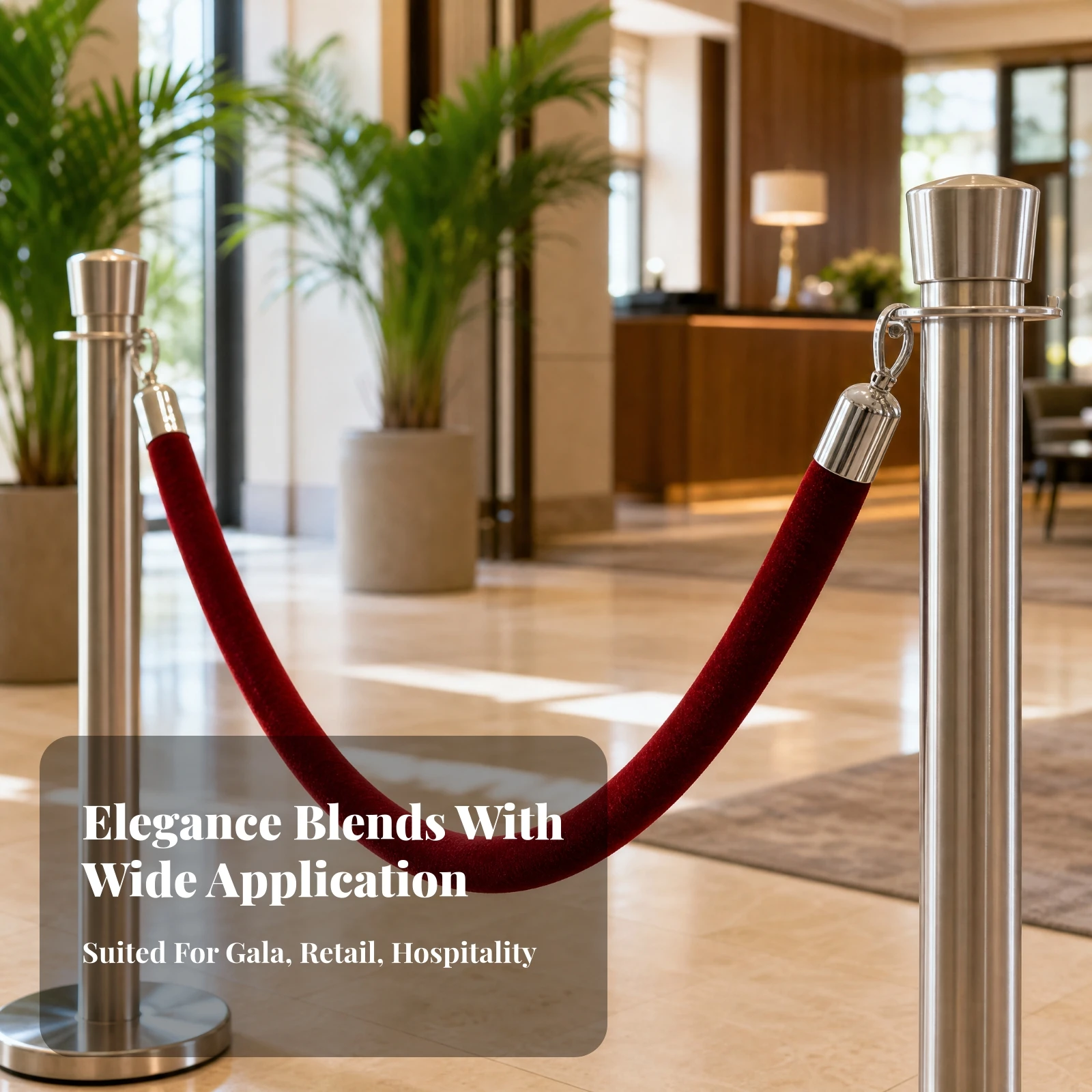 Queue Barrier Cord Velvet Rope Velvet Barrier Rope Metal Fittings Elegant