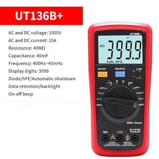 Digital multimeter Large LCD dual display 1000V 10A AC DC voltmeter current