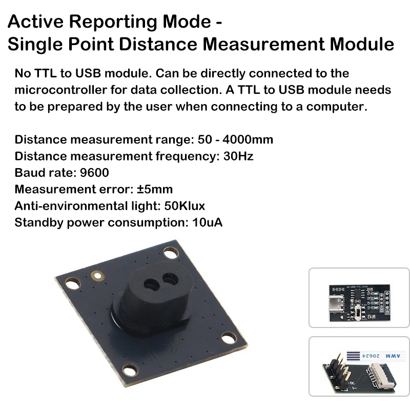 Laser displacement ranging sensor module with TTL output for high-precision analog quantity active reporting