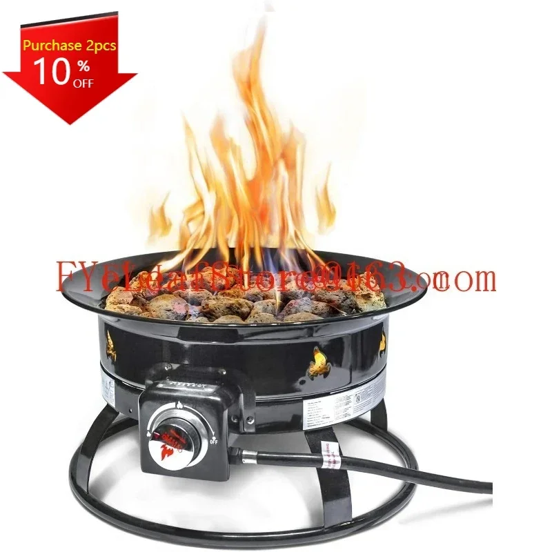 Deluxe Outdoor Portable Propane Gas Fire Pit with Cover & Carry Kit, 19-Inch Diameter