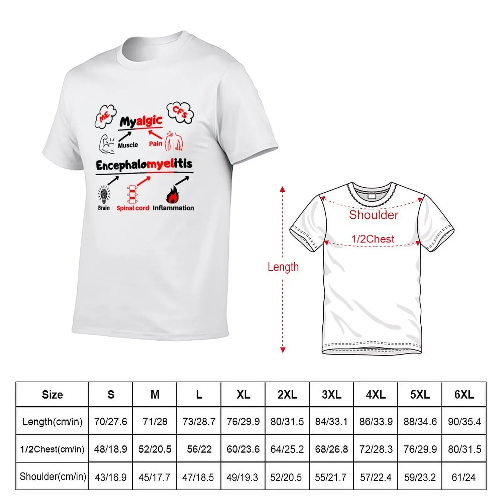 ME/CFS Awareness: Red ME Definition Cartoon (with abbreviations) T-Shirt anime t shirts oversizeds hippie clothes Men's clothing