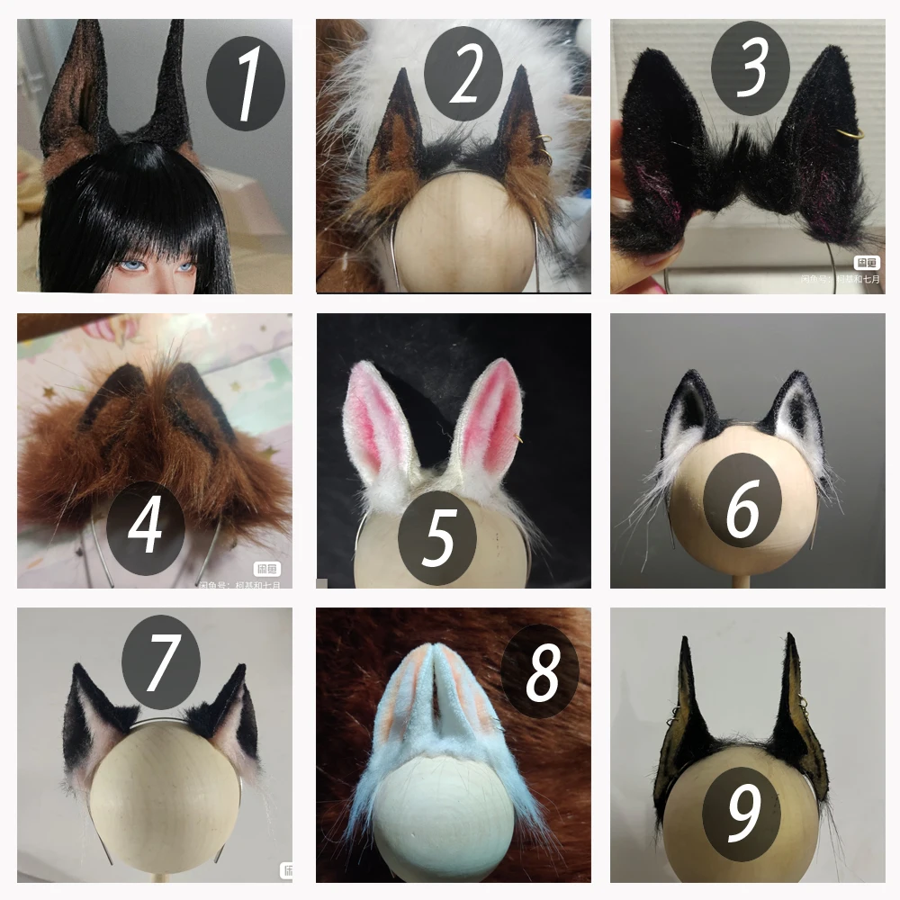 Handmade Anime Simulation Beast Anubis Animal Ear Fox Cat Wolf Ear Hairhoop Tail Cosplay Carnaval Gothic for BJD Use