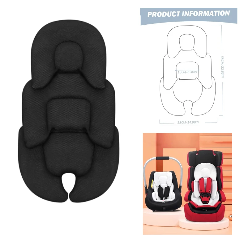 

Baby Car Seat Cushion, Head, Neck, and Body Support Stroller Pad, Double-sided Breathable Mesh Liner, Washable Cushion
