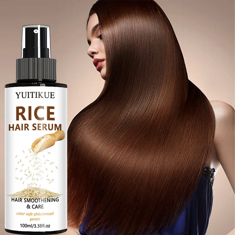 YUITIKUE Rice Water Hair Serum Spray - Nourishes, Strengthens & Adds Shine for Soft, Non-Flat Hair