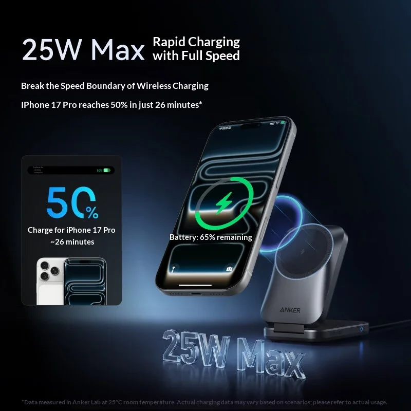 Anker A25N1 Prime 3‑in‑1 Magsafe Wireless Charger 35W Fast Charging Air‑Cooled Charging Station for IPhone Watch Earbuds Gift