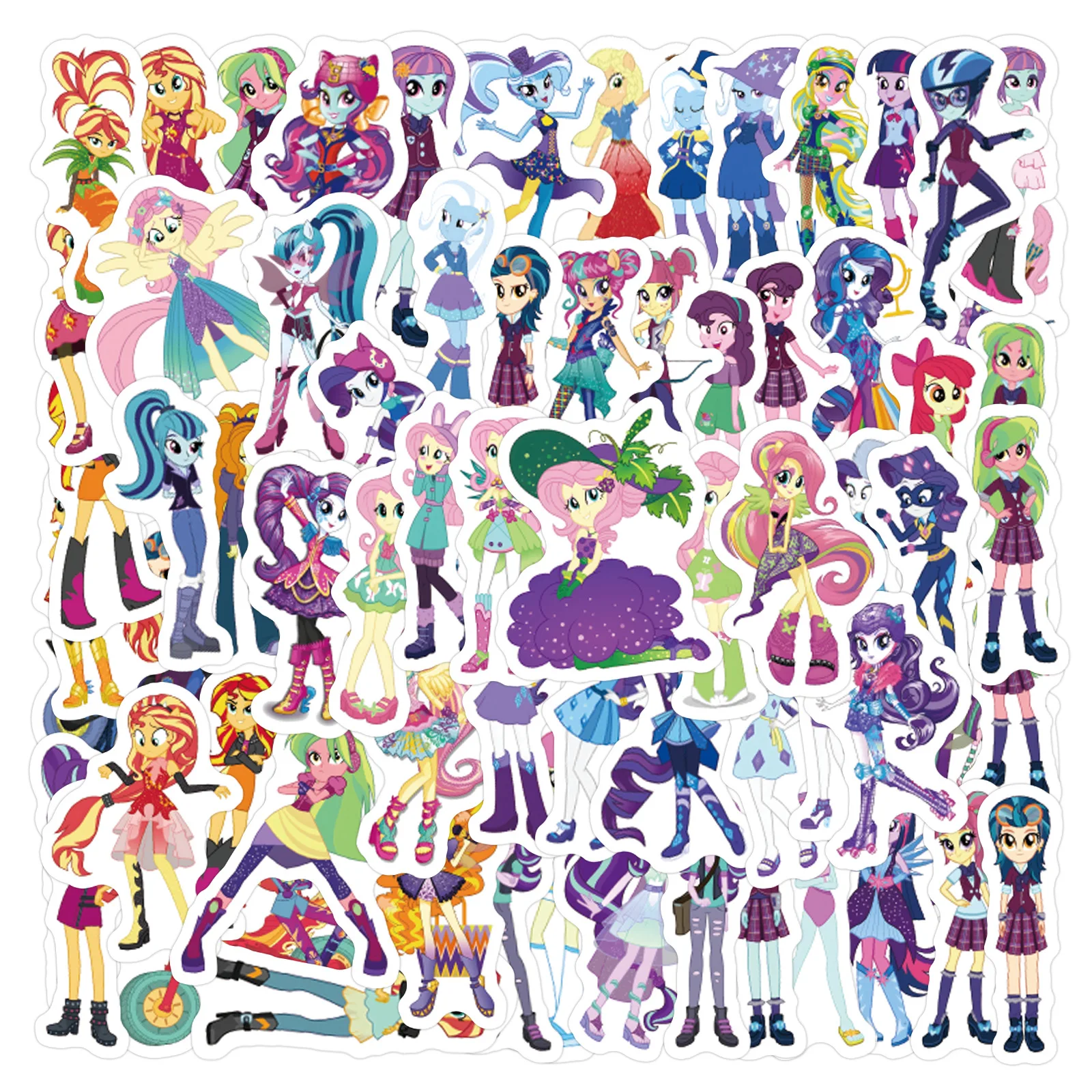 100 Uds. Pegatinas bonitas de Equestria para niñas, calcomanía estética de Pony para teléfono, maleta para portátil, Notebook, monopatín, pegatina impermeable