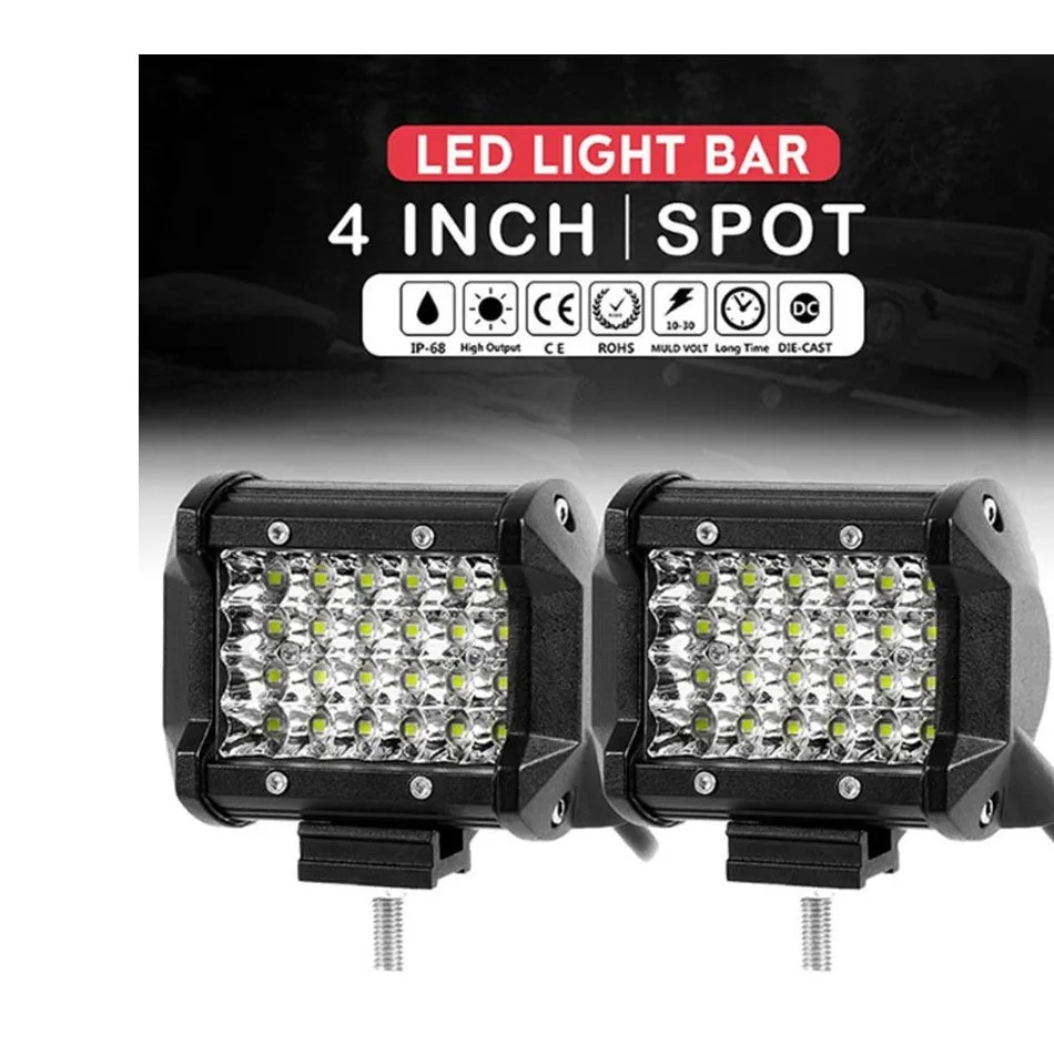 4-дюймовая светодиодная фара для мотоцикла, 72 Вт, вспомогательный прожектор в сборе, светодиодный рабочий свет, 4 дюйма, квадратный противотуманный фонарь для грузовика 4x4 Offroad