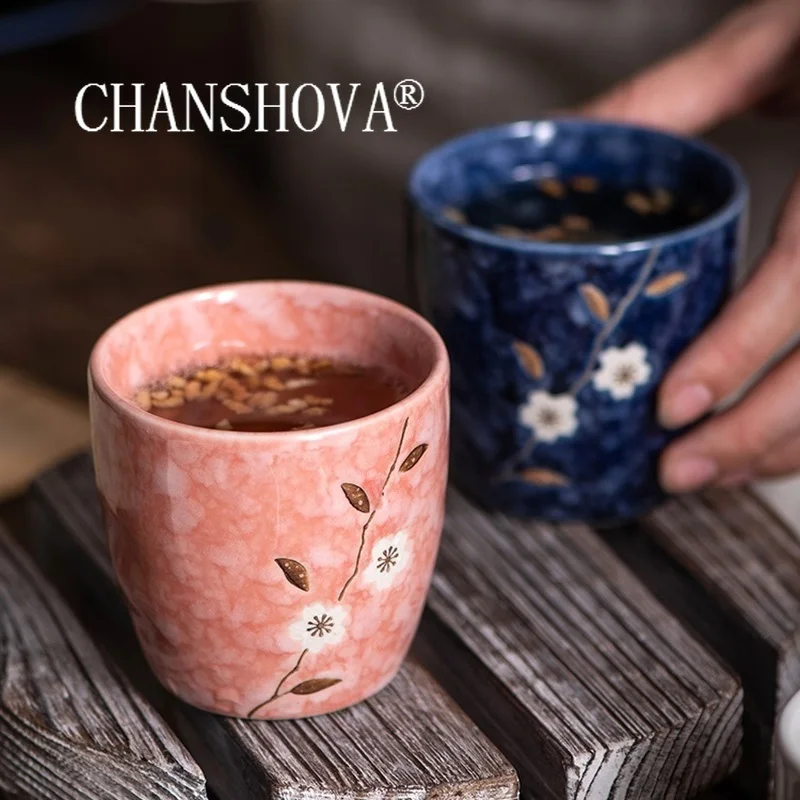 

CHANSHOVA-Ceramic Handprint Tea Cup, Coffee Cups, Porcelain, Embossed Flower Pattern, Retro Style, Under Glazed, H366, 100ml