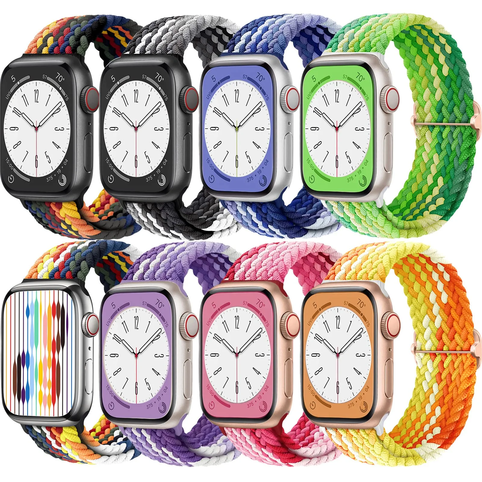 Braided strap For Apple watch band 45mm 44mm 40mm 49mm 41mm Elastic Nylon Loop bracelet iWatch series 8 3 se 6 7 Ultra 2 9 Belt