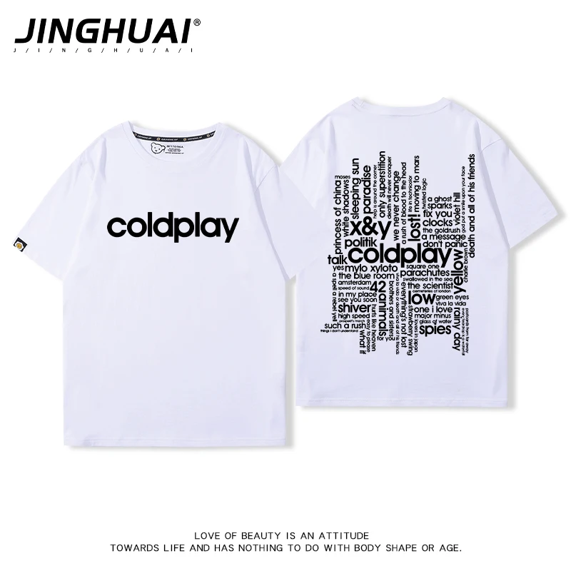 Classic Coldplay summer men's and women's short-sleeved T-shirt rock punk high street retro 100% cotton round neck T-shirt