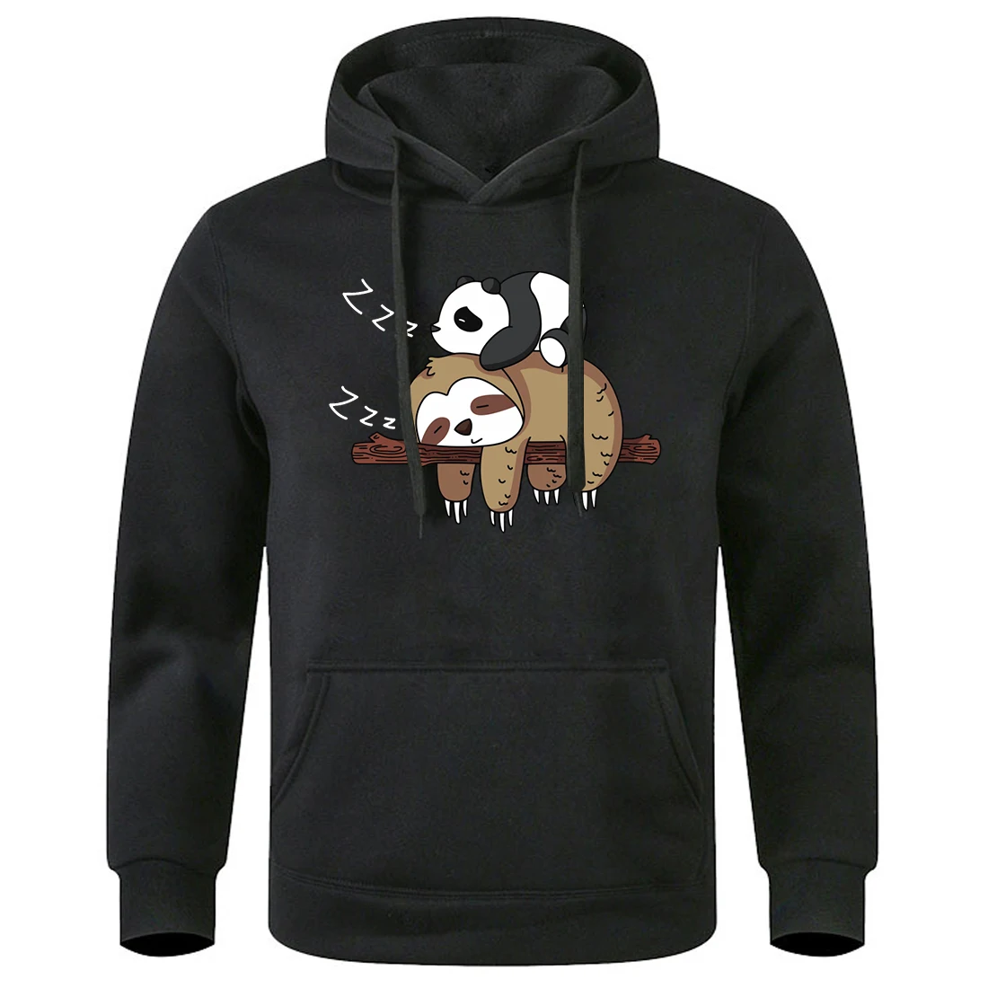 

Panda Lying On A Sloth For Men Hoody Soft Breathable Hoodie Men'S Fashion Novelty Sweatshirts Basic All Match Loose Tracksuit