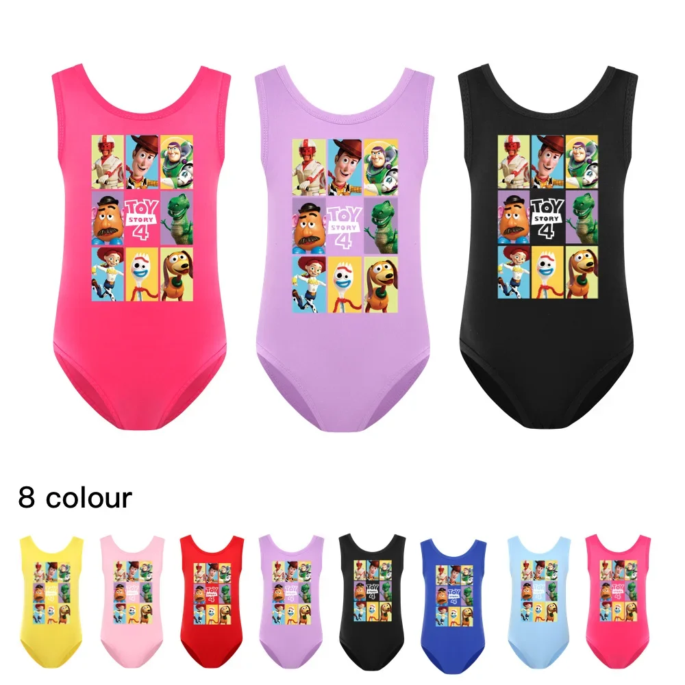 Summer Girl One Piece Swimsuit New 2024 Swimwear Cartoon Toy Story Woody Bass Children's Swimming Bikini Bathing Suit Beach Wear