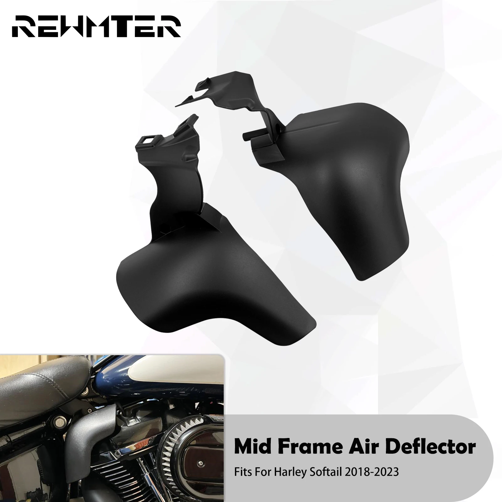 

Motorcycle Mid-Frame Trim Cover Black Air Deflector For Harley Softail Heritage Fat Bob Low Rider Slim FXST 2018-23 Heat Shield