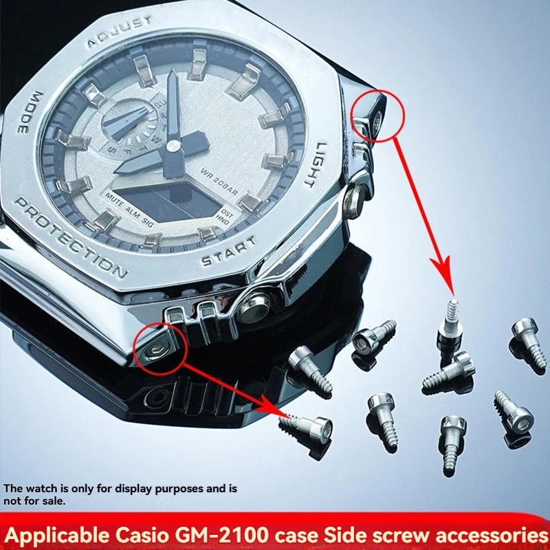 For Case screws for Casio GM-2100, GM-110, GM5600. Screws for the sides of the dial on both sides