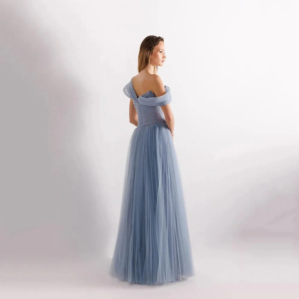 فستان سهرة بسيط قبالة الكتف بلا أكمام ألف خط فساتين السهرة طول الأرض مناسبة رسمية فساتين حفلة موسيقية مخصصة #2