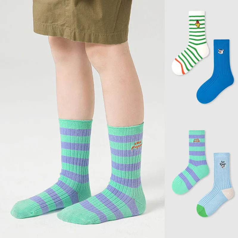 MILANCEL 4 Pairs a Lot 2024 Spring New Kids Socks Cartoon Girls Cotton Sock Boys Socks