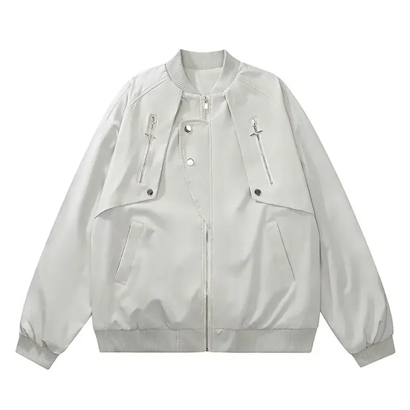 

Men New Jackets Coats Baseball Coat Zipper Stand Collar Casual Loose Jacket Full Sleeve Solid Thick Splice Regular Autumn Winter