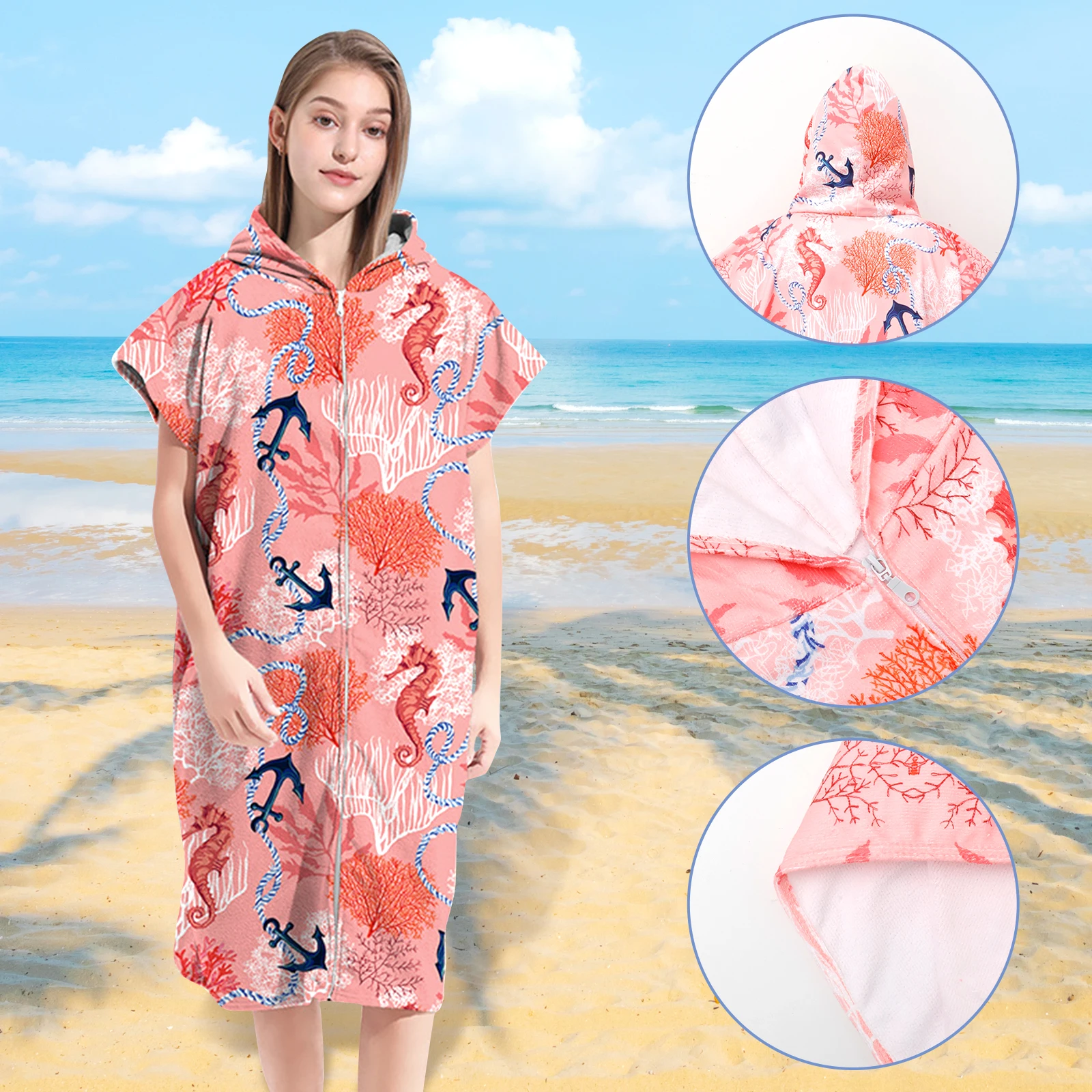 Unisex Surf Poncho Towel Poncho Soft Microfiber Bathrobe Ponchos Robe Quick-Dry Towel Hoodie Swim Towel Beach Poncho For Adults