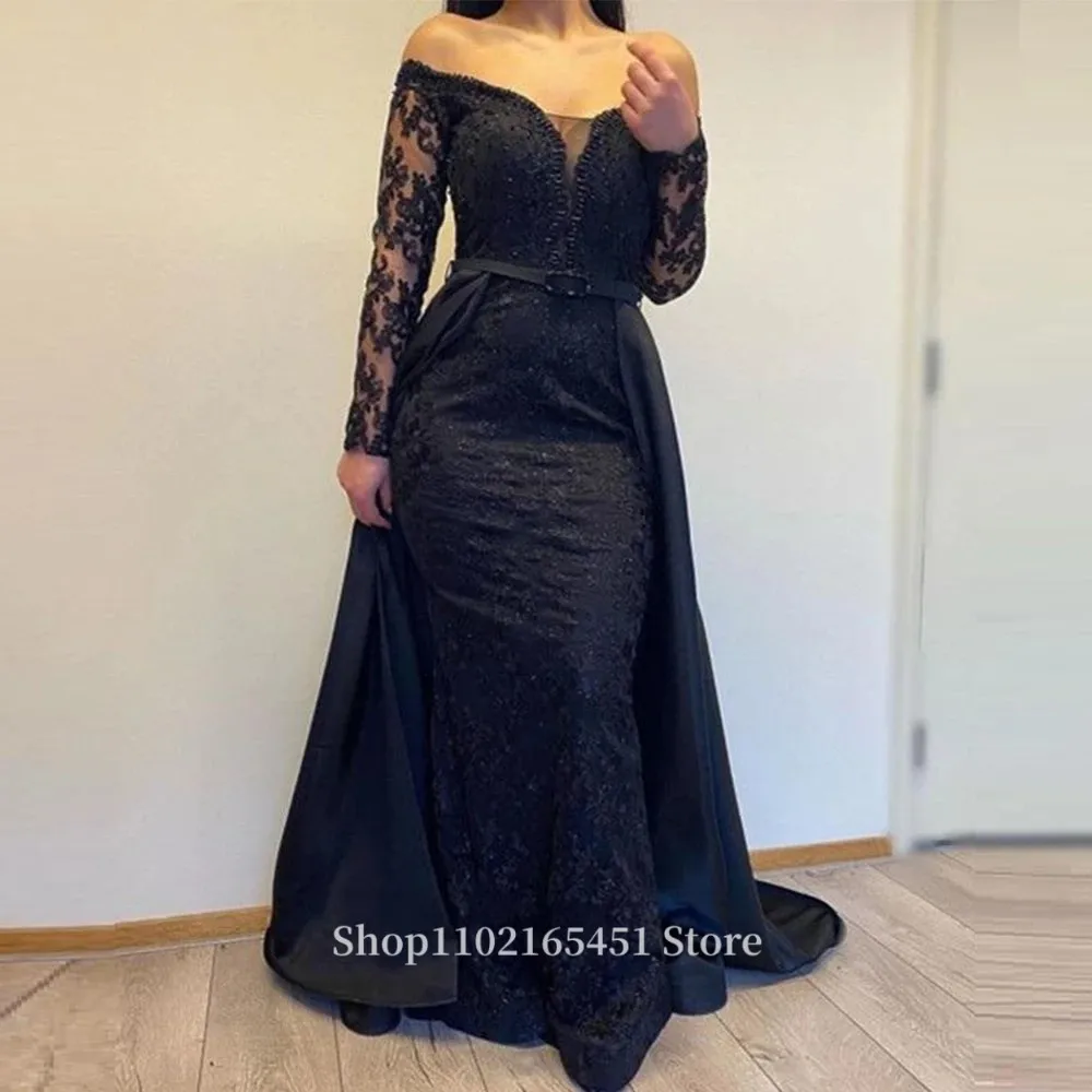 Mother of the Bride Dress for Wedding Party Gowns With Detachable Lace Appliques Off Shoulder Beads Formal Prom Gowns Customized