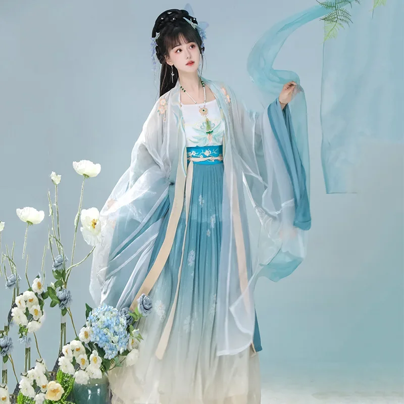 YF03 Song Made Original Hanfu Female Adult Thin Autumn Super Xian Improved Big Sleeve Shirt Chinese Style Ancient Dress