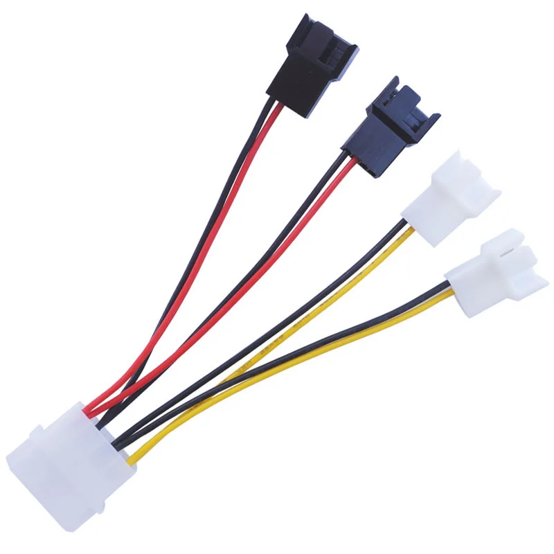 1 pçs/lote Computador Ventilador De Refrigeração 4Pin Molex Para 3Pin Fan Cabo de Alimentação Conector Adaptador 12v * 2/5v * 2 para CPU PC Caso Ventilador