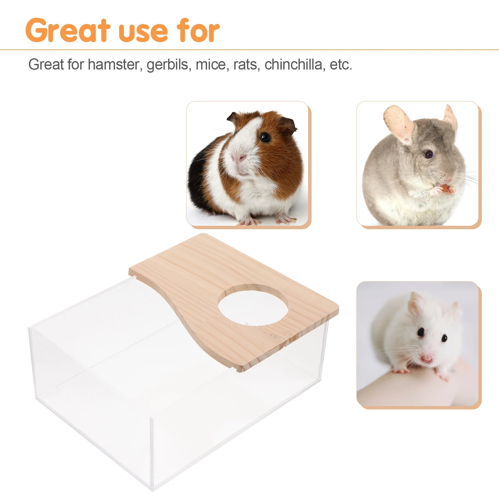 

1pc Sand Bath Box For Small Pets Transparent Acrylic Bathtub Hamster Shower Room Digging Sand Container Pet Supplies Rat