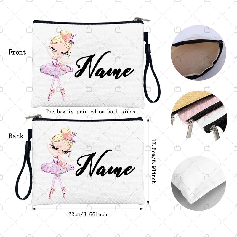 Ballet Cosmetic Bag Custom Name Bachelor Party Lipstick Bags Birthday Gift Beauty Toiletries Travel Organizer Wash Storage Pouch