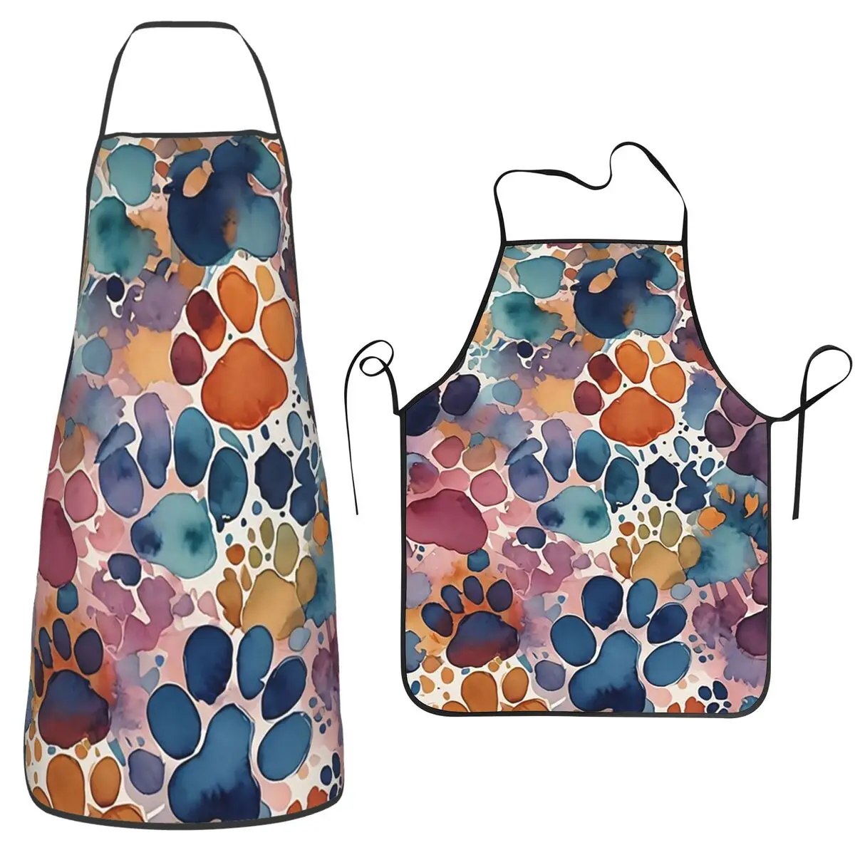 Colour Dog Paw Watercolor Pattern Aprons Chef Cuisine Tablier Waterproof Bib Kitchen Cleaning Pinafore for Women Men Painting
