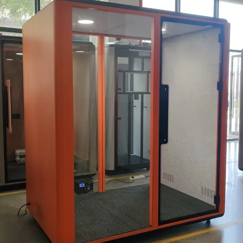 Modern Indoor Double Communication Cabin Soundproof Booth 32dB Soundproof Modular Freestanding For Warehouse Video Conference