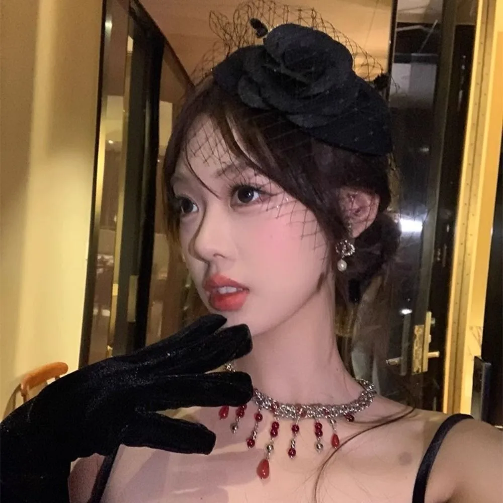 

New Elegant Bridal Headwear Pearl Flower Vintage Pillbox Hats Mesh Temperament Wedding Veil Hat For Women