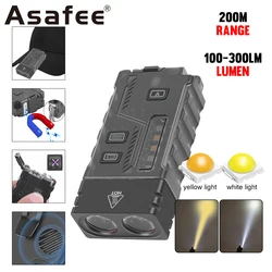 Asafee LED Mini EDC Flashlight Tiki Waterproof Torch Rechargeable Lamp UV Light Magnetic Lantern ARC Ignition Device Keychain