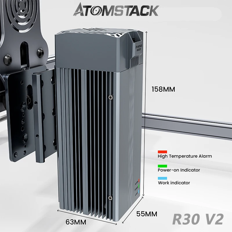 

Atomstack R30 V2 Upgraded Version Infrared Laser Module Industrial Grade 0.03mm Circular Laser Spot Fast Metal Plastic Engraving