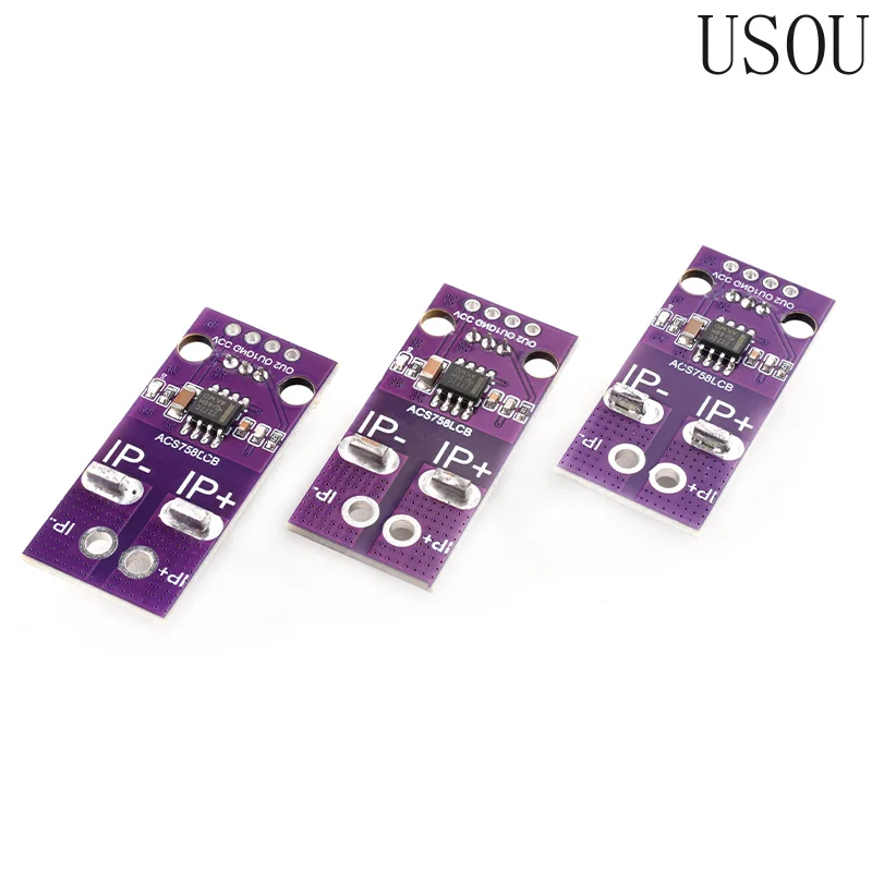 50A -200A Hall Current Sensor Module Linear Analog AC DC 3.3V-5V ACS758 ACS758LCB-050B 100B-PFF-T For  RC Model Connector