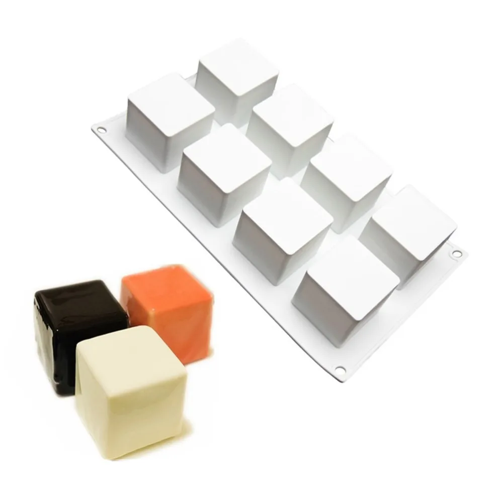 Silicone Silicone Mold White Non-Stick Baking Mold Easy Release 8 Cavities Mousse Cake Mold Dessert Chocolate Brownies Jelly