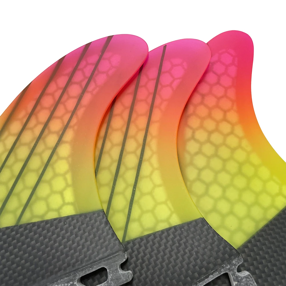 

Carbon Fiber Honeycomb Surfboard Fins For UPSURF FUTURE Fin Plugs Medium Single Tabs Tri Surfing Fin Gradient Color Funboard Fin