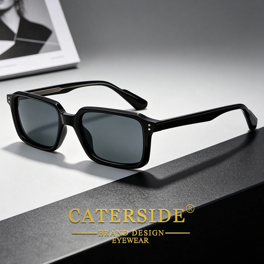 CATERSID Men's Sunglasses Square Frame Cellulose Propionate Temple Tips Sun Glasses Women's Outdoor Travel Driving Glasses UV400