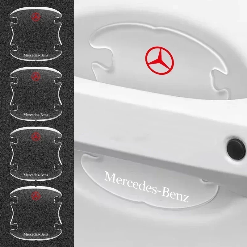 

4pcs Car Door Handle Door Bowl Transparent Sticker Anti-Collision Protection Strip for Mercedes Benz W211 W204 W210 W203 CLA GLA