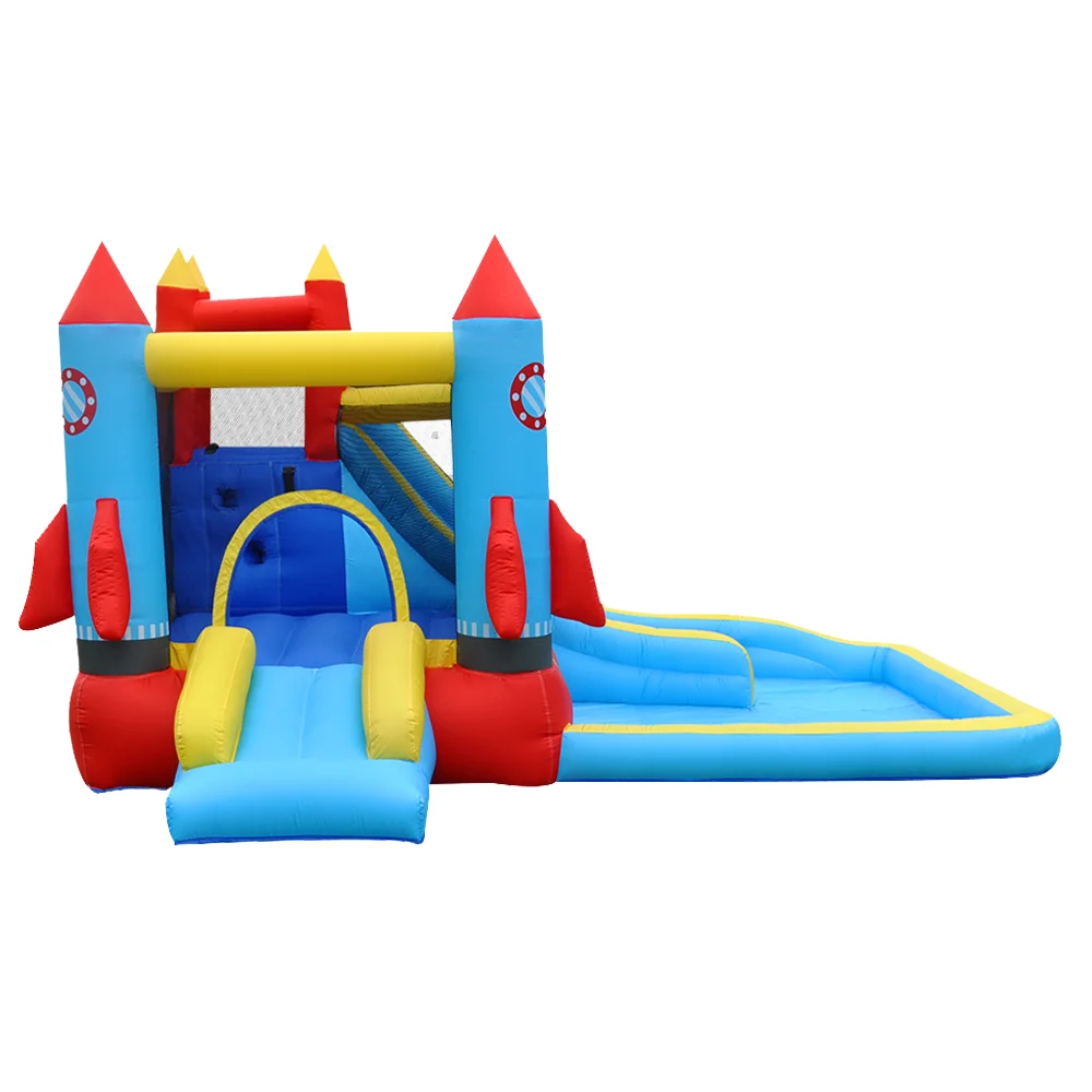 

Highly Safe Durable And Easy-to-Store Inflatable Castle With Rocket Trampoline Slides Pool Shape For Children's Play