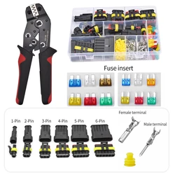 1Set SN 58B 240pcs Automotive Wire Connector Kit  Crimper, 1/2/3/4/5/6 Pin Electrical Connectors  620pcs Dupont connector Kit