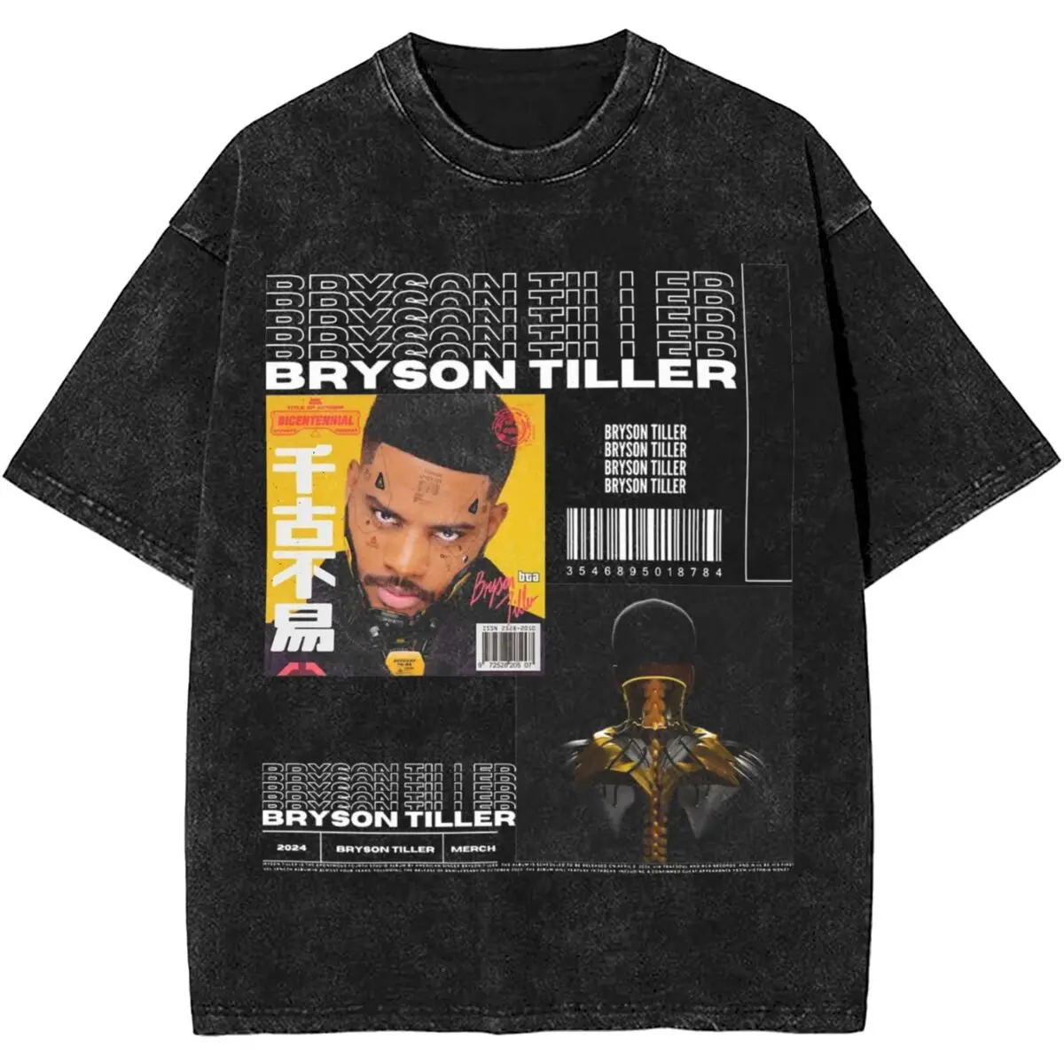 Men Women Bryson Tiller Self Titled Album T Shirt Printed Rap Hip Hop Tour 2024 Harajuku T-Shirts Cotton