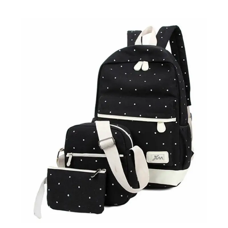 3 Pçs/set Canvas Escola Mochila para Grils Adolescente Mochila de Viagem Malas