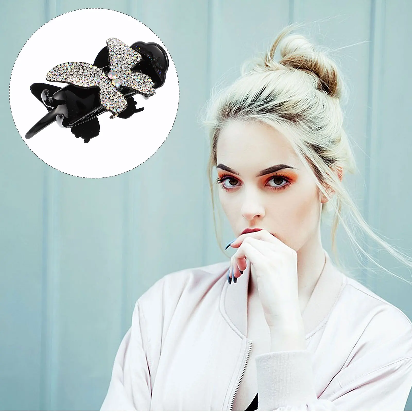 

Rhinestone Hair Accessories Plastic Claw Clip for Girls Sparkly Jeweled Bun Tassel Casual Everyday Wear Medium Thick for Parties