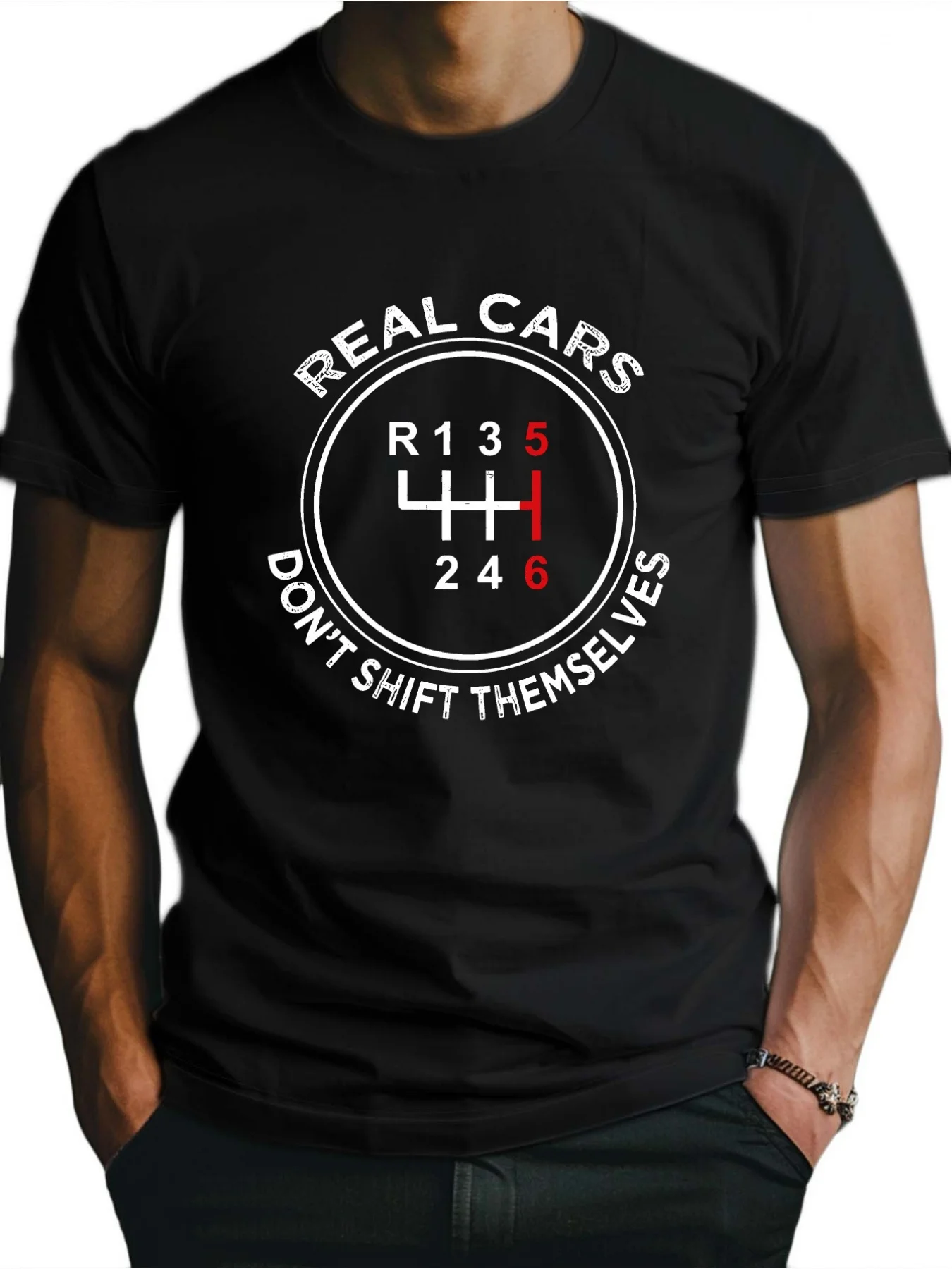 

1 шт. Мужская футболка Car Gear из 100% хлопка — влагоотводящая и гибкая посадка