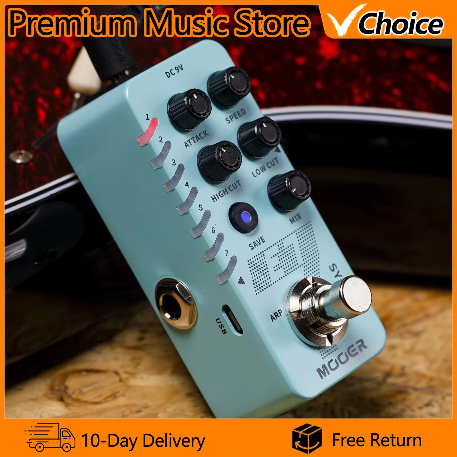 MOOER E7 Synth pédale d'effet de guitare polyphonique 7 tons synthétiseur arpégateur individuel pour chaque ton 7 fentes préréglages guitare