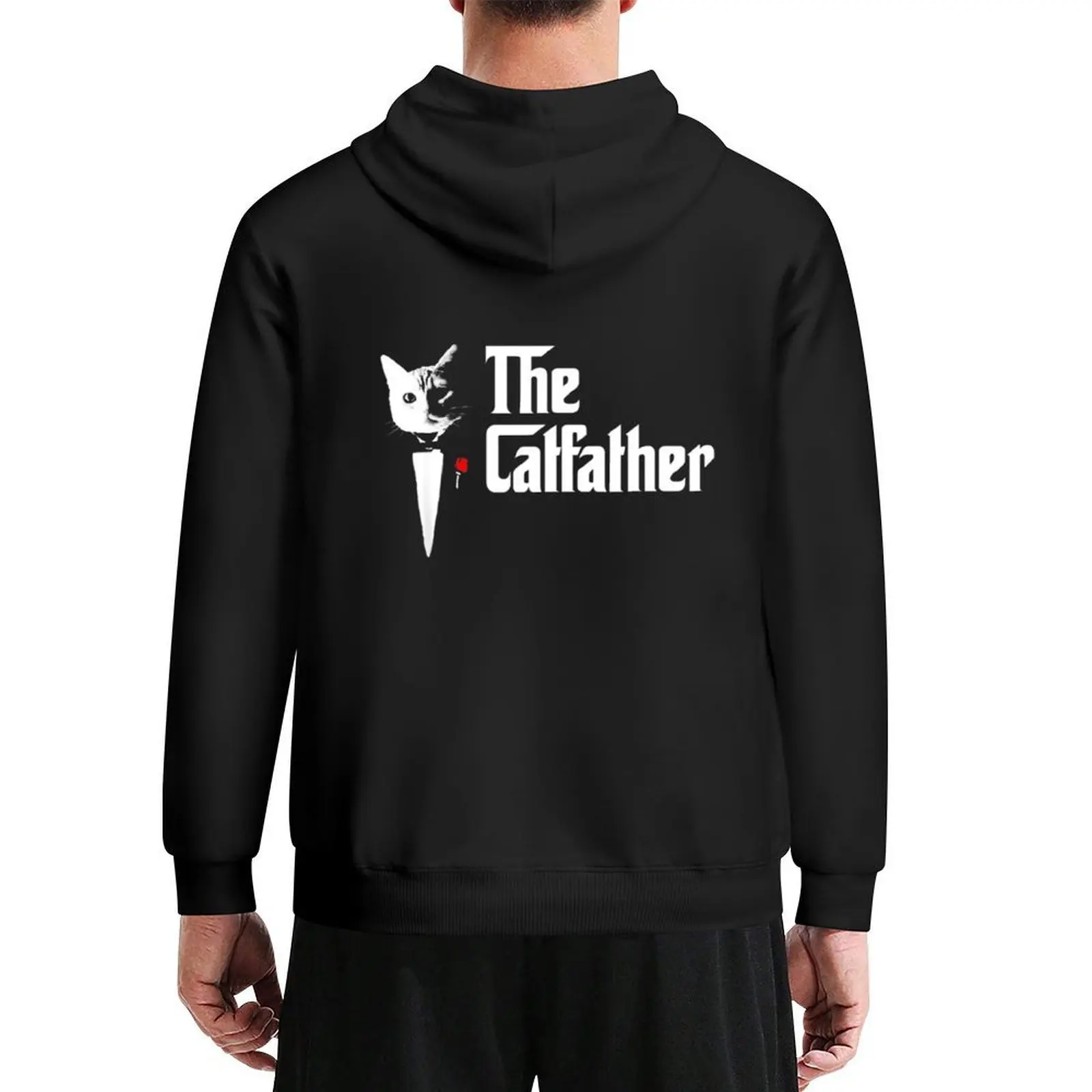 The Catfather Father Of Cats Funny Cat Dad Hoodie mens clothes blouse men's autumn clothes anime clothes new hooded tee