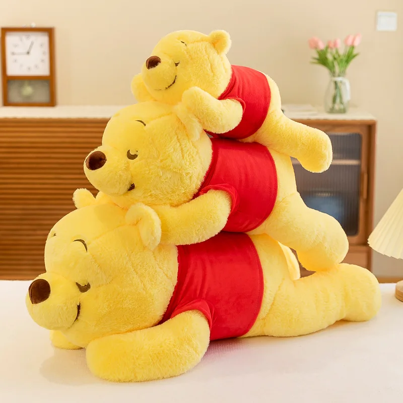 Disney-muñeco de peluche de oso de Winnie para niños, juguete de peluche de dibujos animados Kawaii, almohada de oso suave, regalo de cumpleaños